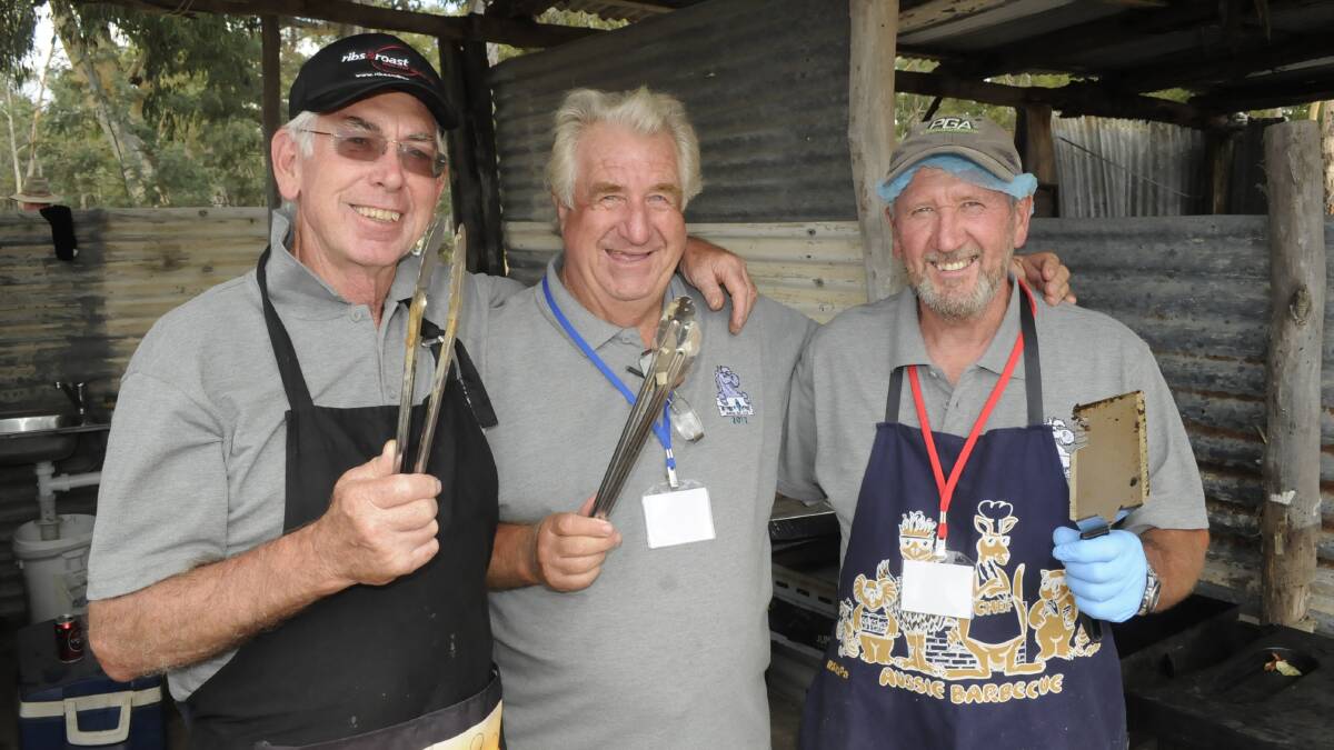 MANNING THE BBQ: Peter Lane, Trevor Riley and Laurie Low (all from the Upper Turon). 021817cthong5