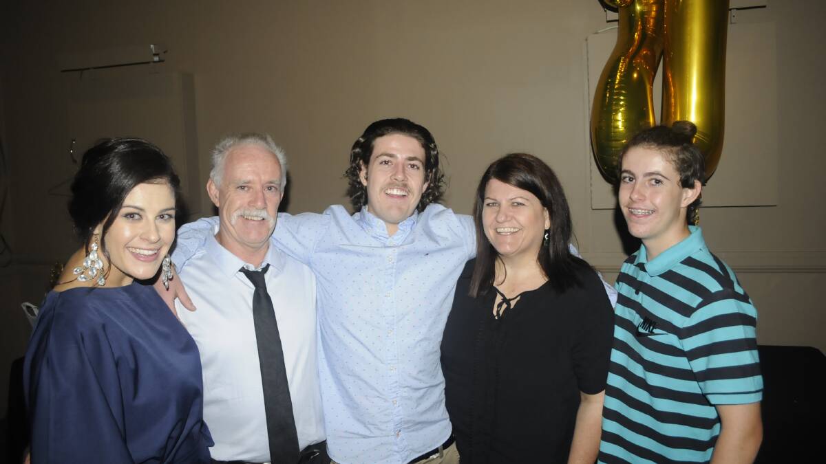 FAMILY : Left, Kelsey, Rob, Connor, Michelle and Chase Hayes pictured at the party. Photos: CHRIS SEABROOK 022517c21st1a