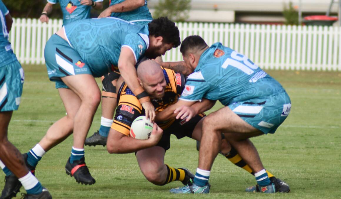 Greg Behan playing for the Oberon Tigers against the Orange United Warriors. Picture by Carla Freedman 