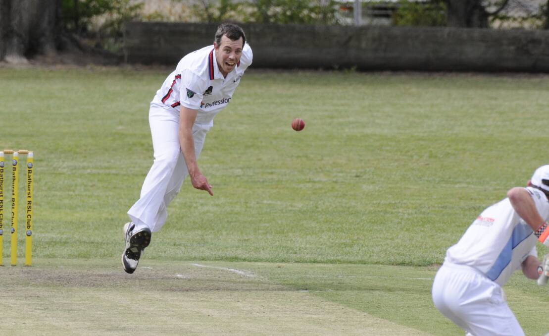 REDBACKS BITE: Bathurst City's Clint Moxon sends down a delivery to City Colts' Tony Clancy during Saturday's match. Redbacks chased down the Colts total with seven overs to spare. Photo: CHRIS SEABROOK