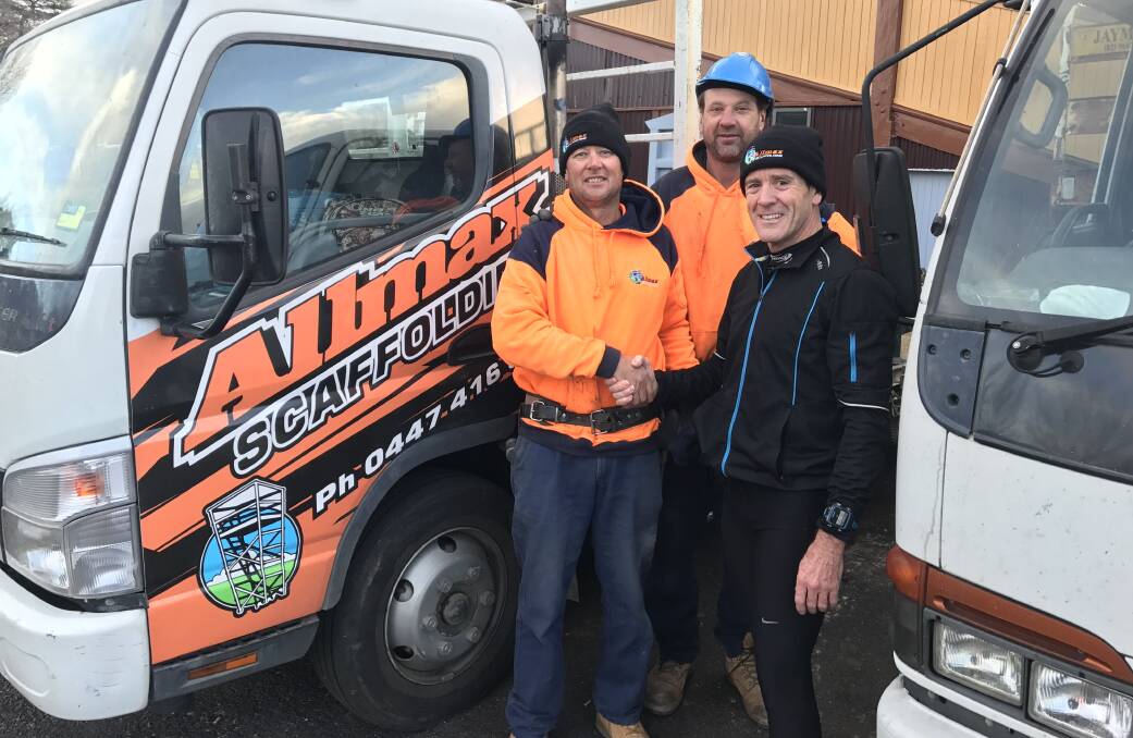 GREAT CAUSE: Terry Roberts has received $500 from Allmax Scaffolding in his fundraiser for the John Maclean Foundation. The Bathurst triathlete is searching for another $8,000 in donations to reach his goal.