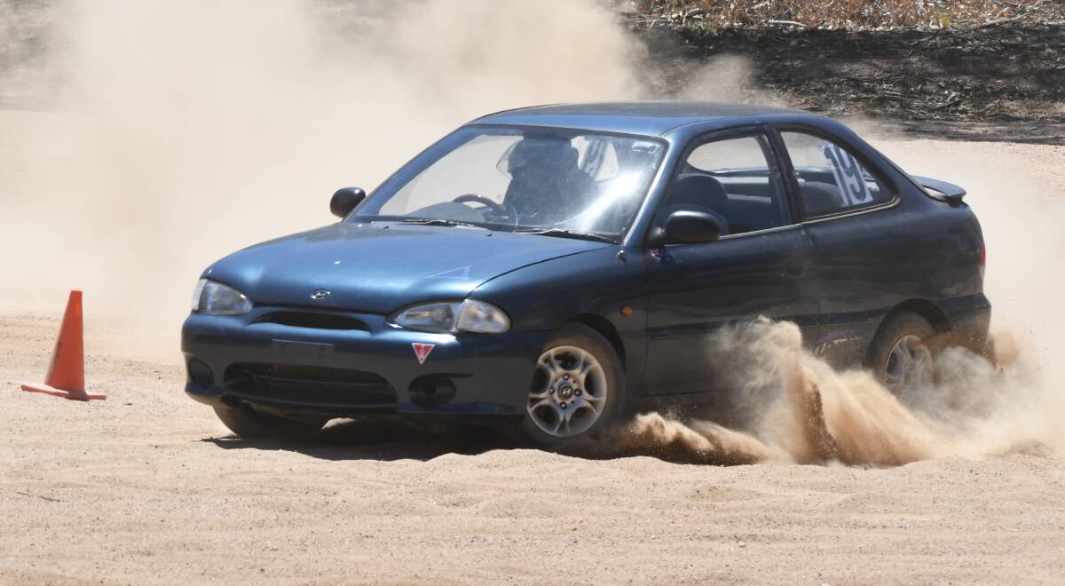 KICKING UP DUST: Izak Berrisford takes a Hyundai Excel for a spin during the most recent Khanacross round. Photo: CHRIS SEABROOK