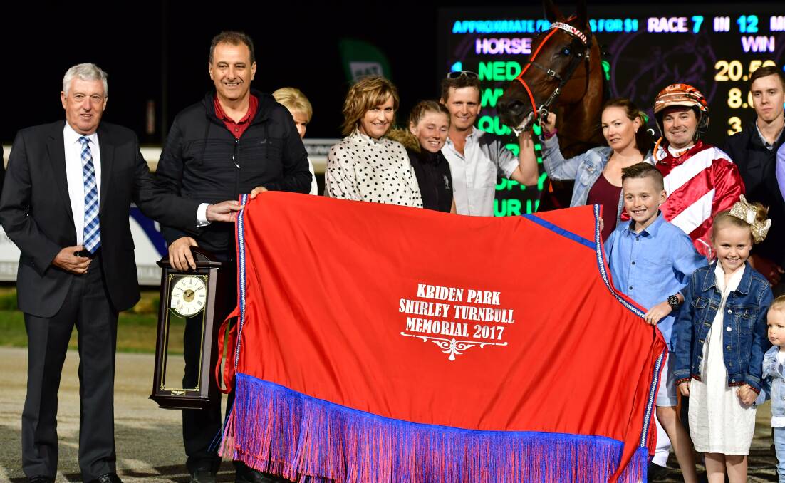 SPECIAL HORSE: Winning owner Daniel Cordina (second from left) is thrilled with Charlaval's progress. Photo: ALEXANDER GRANT