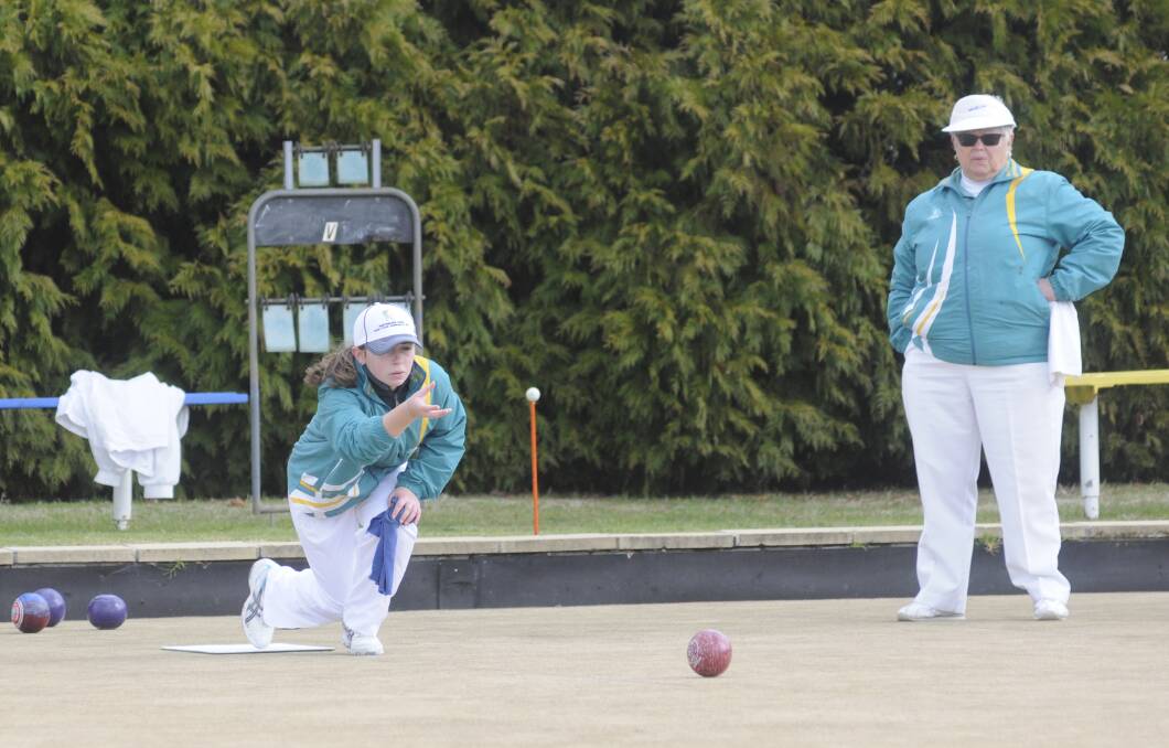 BIG WIN: Cindy McGrath bowls during her Majellan team's 20-4 success over St Mary's on Wednesday. Photo: CHRIS SEABROOK 072716cwbowls1