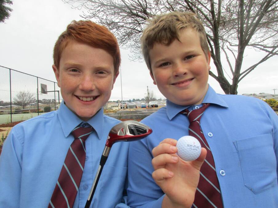 TEEING OFF: Jake Davis and Cooper Starkey are off to the NSW Polding Catholic Schools Golf Championships. Photo: CONTRIBUTED
