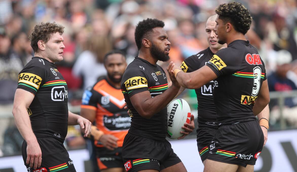 Sunia Turuva scored a first half double for the Penrith Panthers in their win over the Wests Tigers. Picture by Phil Blatch.