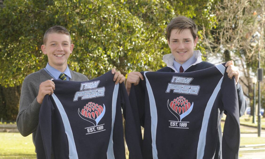 HONOUR: Bathurst's Drew Hope and Henry Miller have been selected in the NSW PSSA rugby union team. The pair were the only players west of the Blue Mountains selected. Photo: CHRIS SEABROOK 082917cpssa1