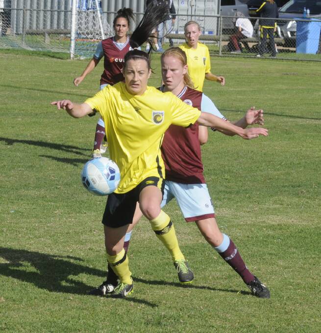 DEFEATED: Kristy Collingridge and Western NSW Mariners FC were unable to covert their opportunities on Sunday as they went down to competition leaders APIA Leichhardt Tigers. Photo: CHRIS SEABROOK 040217csocr2