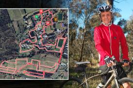 Rob Barlow and the course that will be used for the inaugural Bathurst Gravel Ride, which incorporates CSU and the Mount Panorama parking area. Picture by James Arrow