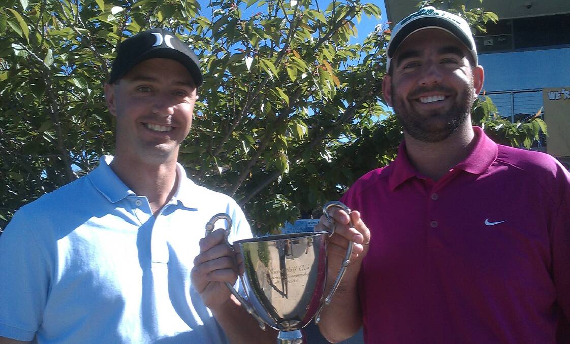 PLAYOFF WINNERS: Kelvin Cooke and Bradley Cooke took out the Bathurst Golf Club's Foursomes Championship on the weekend.