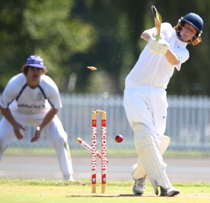 LUCKY: Bathurst's Rory Daburger survived this delivery, which was made on a no-ball, in his team's victory over Orange on Sunday. Bathurst won both their matches in the colts carnival. Photo: PHIL BLATCH