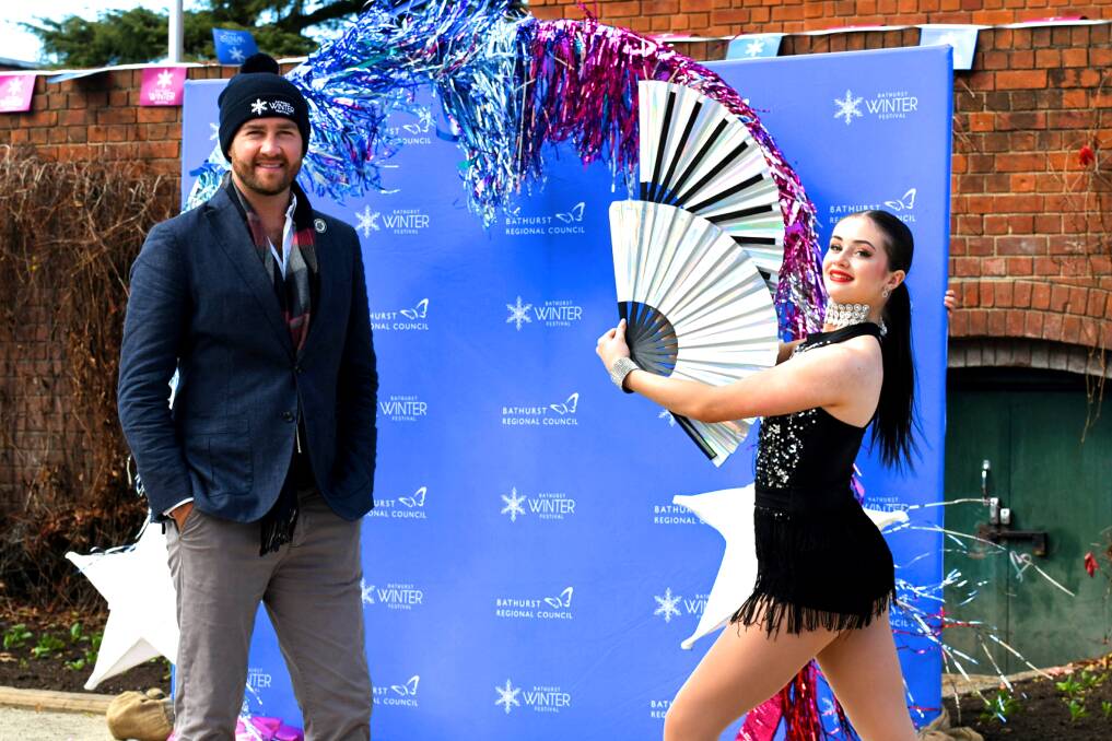 Deputy mayor Ben Fry with entertainer Ruby Masman, from Pure Imagination Performing Arts. Picture by Rachel Chamberlain