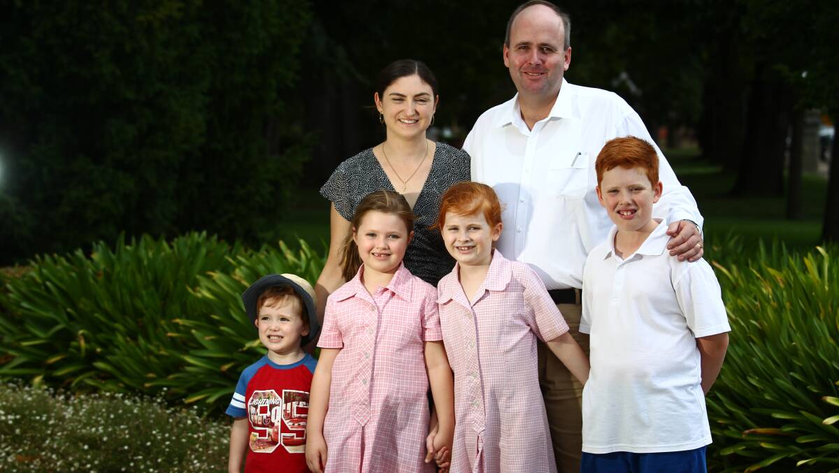 FAMILY: Josh and Anna Clayton with their children Lucy, Marie, Jack and Patrick. Photo: PHIL BLATCH 021717pbdeacon1