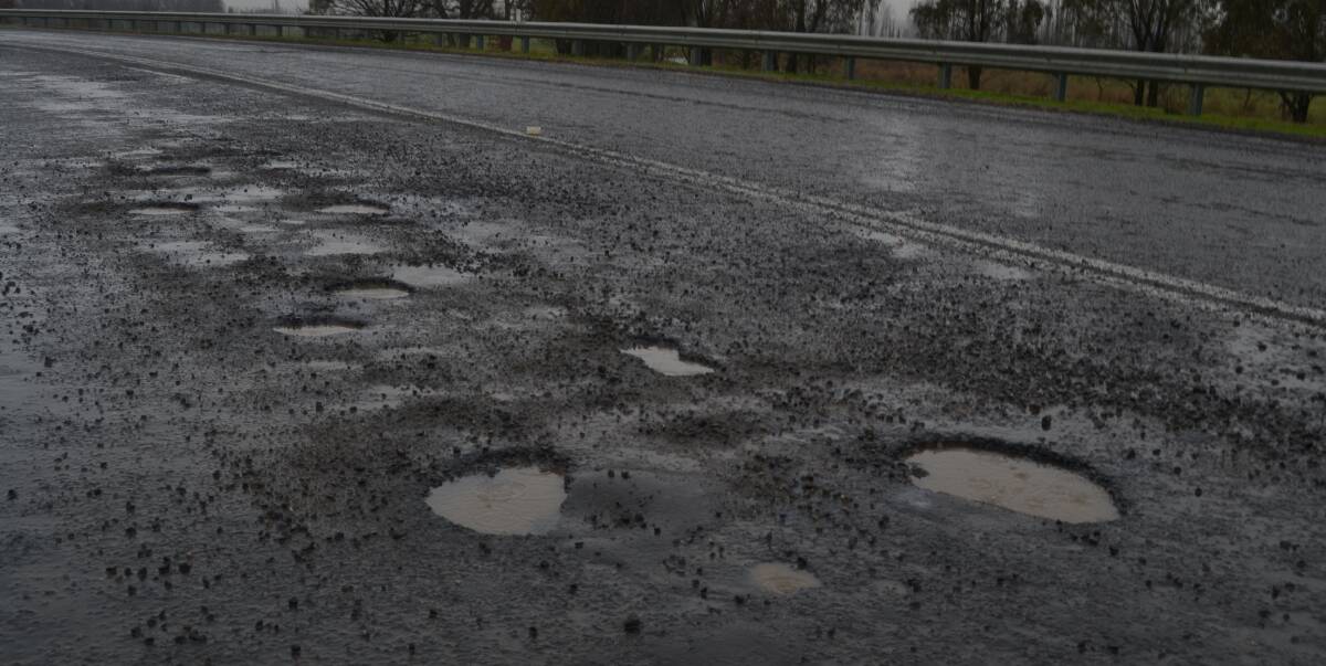 BREAKING UP: Potholes are littering the stretch of Eglinton Road out the front of All Saints College despite it only being resurfaced in recent weeks, frustrating motorists. Photo: RACHEL FERRETT 072016rfhole
