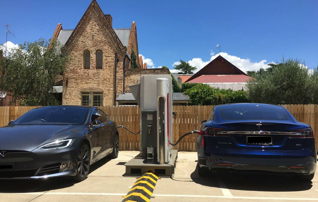 OFF TO A GOOD START: People from outside of the region have already started travelling to Bathurst because of the city's provision of a Tesla Supercharger station. Photo: SUPPLIED