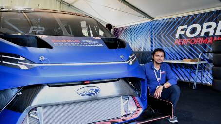 Ford Performance's Sriram Pakkam with the SuperVan 4.2 in Bathurst. Picture by Rachel Chamberlain