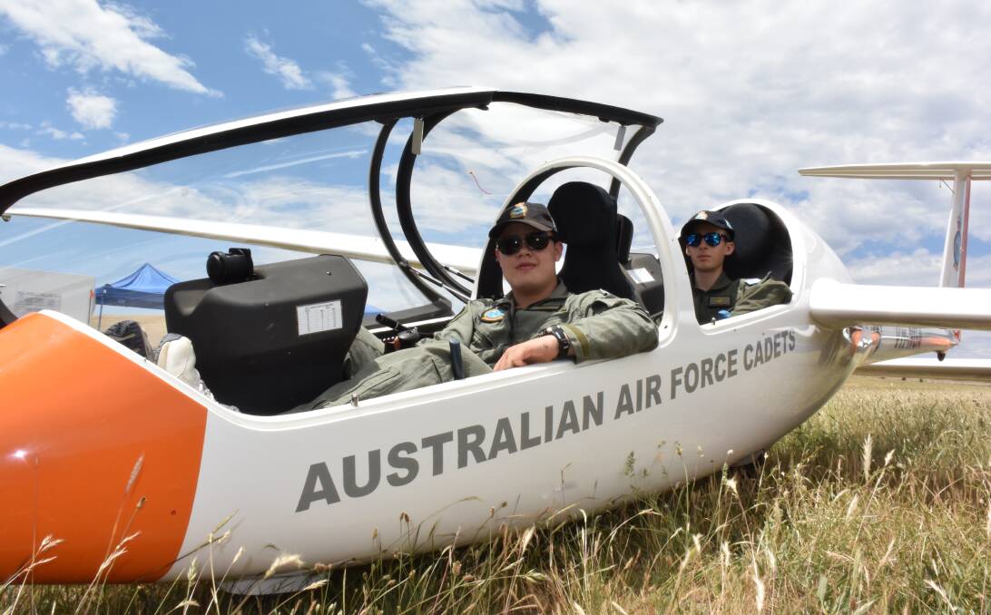 GLIDERS: Cadet Corporal Ian Van Schalkwyk of 617 Squadron South Australia, 15, and Cadet Corporal Evgeny Fedorav of 219 Squadron South Queensland, 16, participated in the National Aviation Competition. Photo: RACHEL FERRETT
