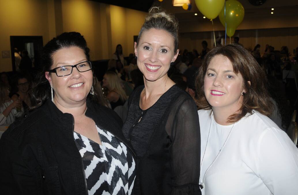 ORGANISERS: Bathurst Netball Association's Catherine Welch, Di Mooney and Kirsty Ridley at the dinner. 073016ccnetbal1