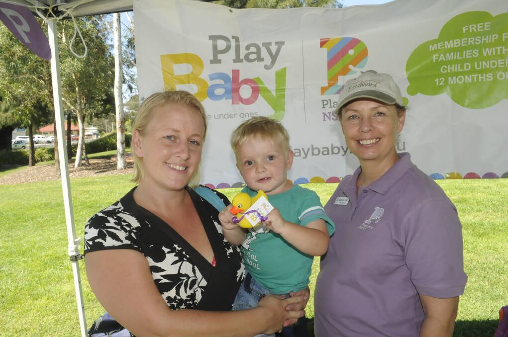 FAMILY FUN: Bathurst coordinator for Playgroup NSW, Claire Beech, her son Emmett, and Playgroup NSW deputy chief executive officer Karen van Woudenberg enjoyed bringing families and services together. Photo: CHRIS SEABROOK