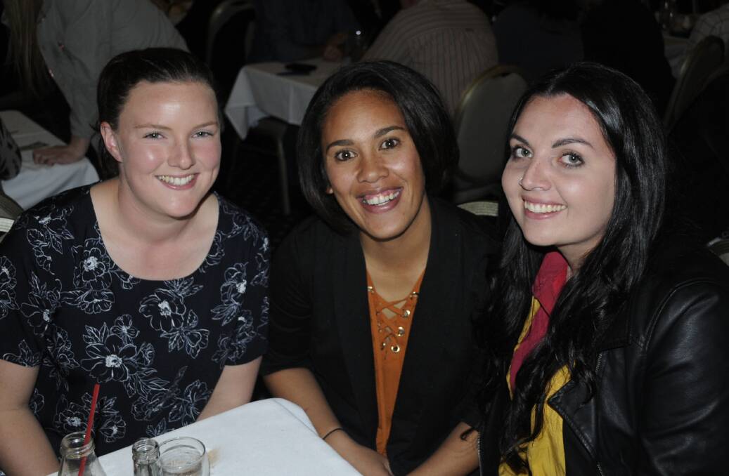 OUT AND ABOUT: Emma Miller, Saphai Mitai-Ngatai and Maddy McAlister enjoyed themselves on Saturday. 073016cnetbal6