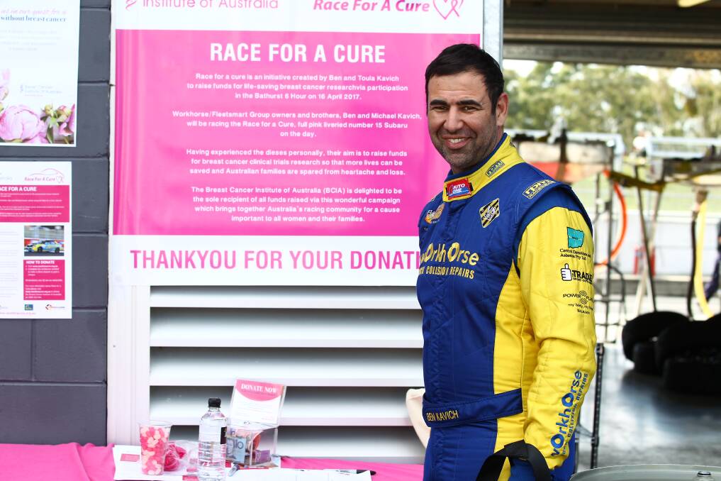 PINK POWER: Driver Ben Kavich used Sunday's Bathurst 6 Hour as an opportunity to fundraise for breast cancer research through Race for a Cure. Photo: PHIL BLATCH