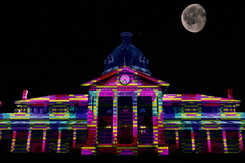 LIGHT IT UP: This artist's impression offers a sneak peek at how Bathurst Court House will look when it is illuminated for the Bathurst Winter Festival, which kicks off on Saturday at 5pm. Photo: SUPPLIED