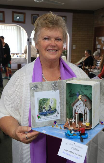 FANTASTIC: Wendy-Lou Tisdell, pictured with one of her pieces, was happy with the Craft, Photographic and Flower Exhibition and Sale. Photo: PHIL BLATCH 102216pbart3