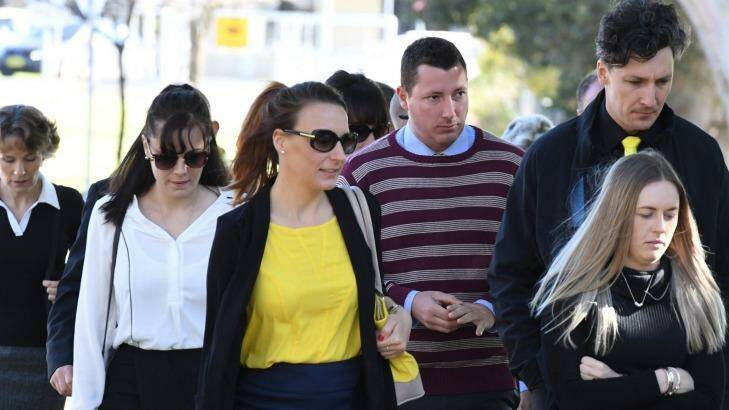 Family of Leeton school teacher Stephanie Scott arrive at the court house in Griffith for the sentencing of her murderer Vincent Stanford. Photo: Peter Rae