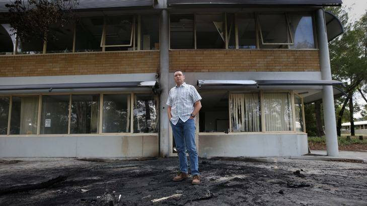 Australian Christian Lobby managing director Lyle Shelton outside the damaged headquarters in December. Photo: Andrew Meares