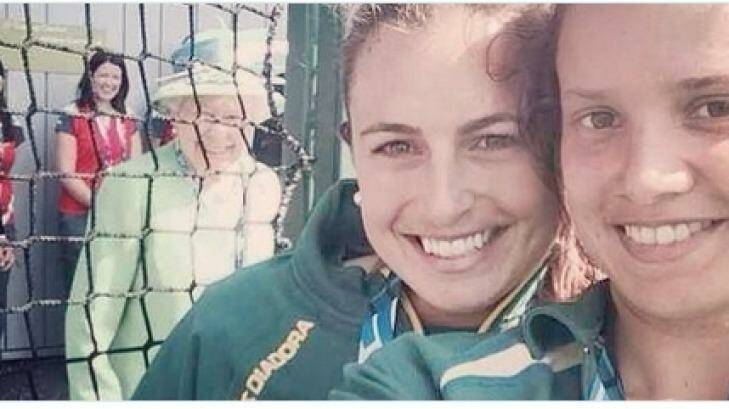 Hockeyroos players Jayde Taylor and Brooke Peris became internet sensations after their selfie was photo bombed by the Queen.