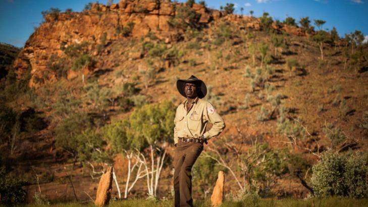 Ranger Michael Murrimal, of Timber Creek, NT, in the Gregory National Park. He is one of the traditional Aboriginal owners of the park, which is in the NT's Victoria River Region. Photo: Glenn Campbell