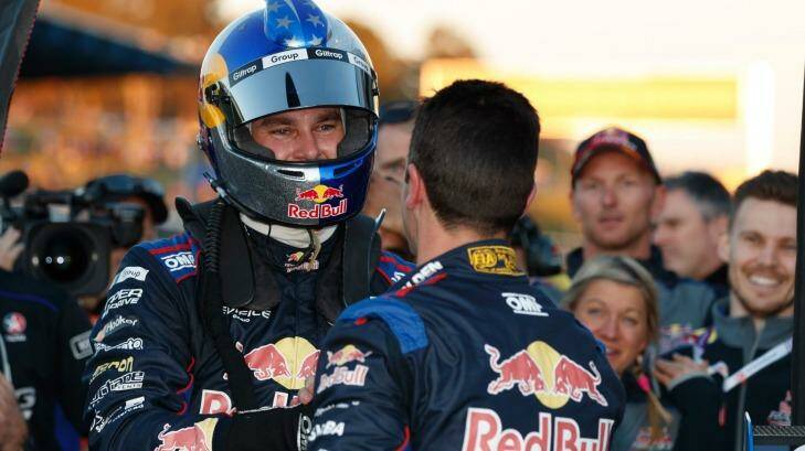 Teammates, rivals: Shane van Gisbergen fended off a relentless attack by Jamie Whincup. Photo: Supplied