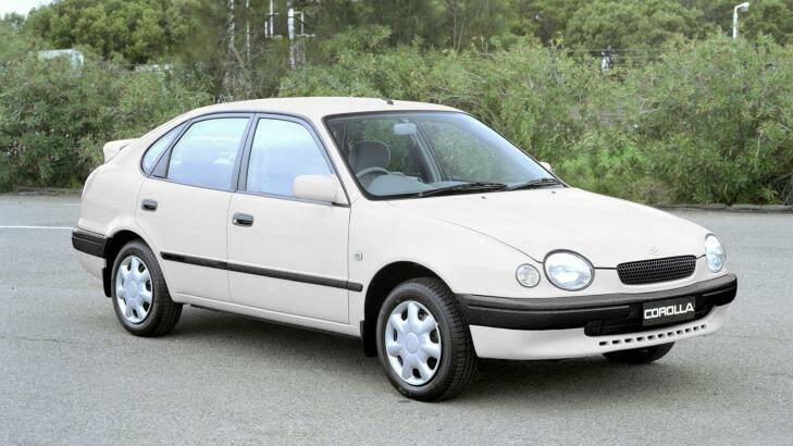 A white Toyota Corolla similar to the one seen with two men in it around the time of Mr Galea's murder. Photo: NSW Police