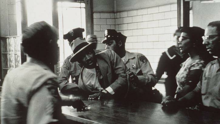 Civil rights leader Martin Luther King Jnr is arrested in Montgomery, Alabama in 1958.  Photo: Charles Moore