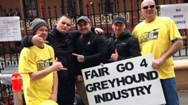 Chad Achurch, centre, attended a rally earlier this year to protest the shutdown of the industry.  Photo: Facebook