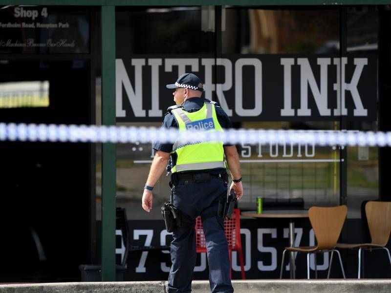 A man has been repeatedly shot at a Melbourne tattoo parlour after a fight broke out, police say.