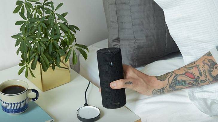 Amazon Tap is a portable battery-powered version of the older Echo, which responds to verbal commands such as "turn on the lights". Photo: Amazon