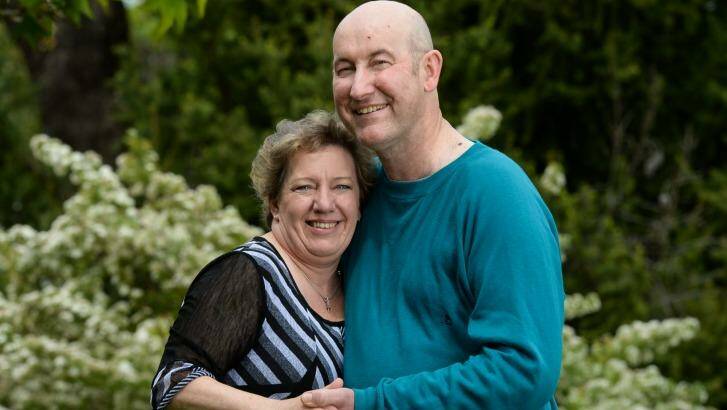 Revolutionary trial: Stephen, seen here with wife Margot, is undergoing a new trial to treat his rare form of brain cancer. Photo: Mark Jesser