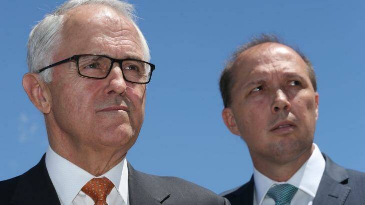 Prime Minister Malcolm Turnbull with Immigration Minister Peter Dutton, who was health minister at the time of the last election. Photo: Andrew Meares