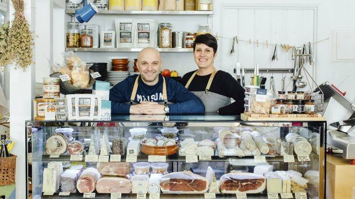 Rocco Esposito and his wife Lisa Piduttiat at their Project 49 deli in Beechworth.