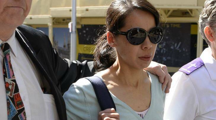Kathy Lin, the wife of accused murderer Lian Bin 'Robert' Xie, departs the Supreme Court on Monday afternoon. Photo: Wolter Peeters