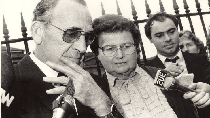 Gary and Grace Lynch, parents of Anita Cobby, pictured leaving court after guilty verdicts were handed down in June 1987 for the five men who killed their daughter. 