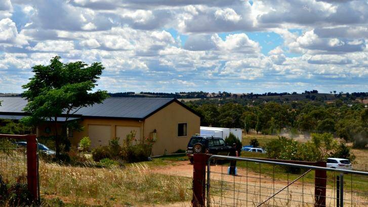 The property in Young, NSW, being searched by the Australian Federal Police on Tuesday. Photo: Rebecca Hewson