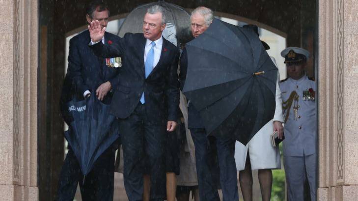 Brendan Nelson with Prince Charles at the Remembrance Day National Ceremony at the Australian War Memorial in Canberra in November 2015 Photo: Andrew Meares