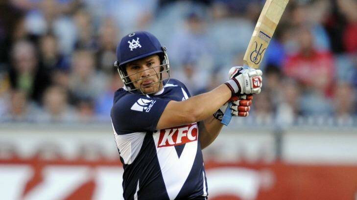 Aaron Finch in action for the Bushrangers in 2011. He has not played regularly for Victoria for some time. Photo: Sebastian Costanzo
