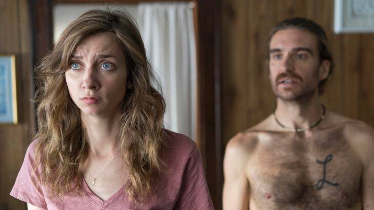 Lauren Lapkus as Pete's wife Jess, and George Basil as her boyfriend Leif. Photo: HBO