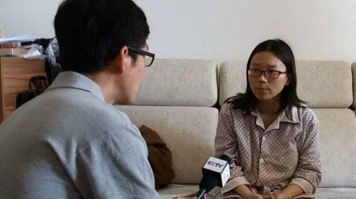 Lei Yang's wife speaks to China Central Television after the case went viral in May. Photo: Supplied