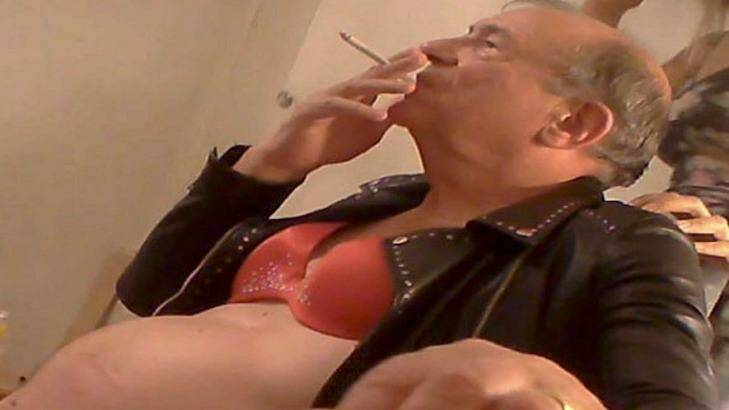 An image reportedly of Lord Sewel in a bra and leather jacket published by British media outlet <i>The Sun on Sunday</i>. Photo: The Sun