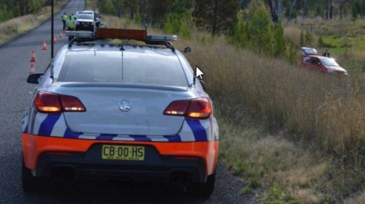 Police at the scene of the crash at Copeton Dam Road. Photo: The Inverell Times