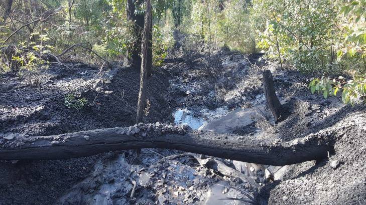 Polluted gully downstream of the Clarence colliery. Photo: NSW EPA